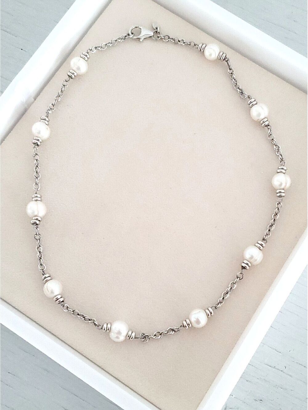 Vintage Honora Bronze Station 6mm Cultured Pearl Necklace